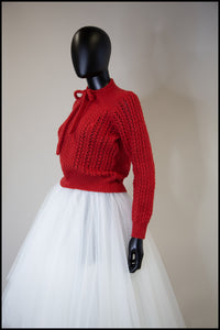 Vintage 1950s Red Hand Knit Sweater