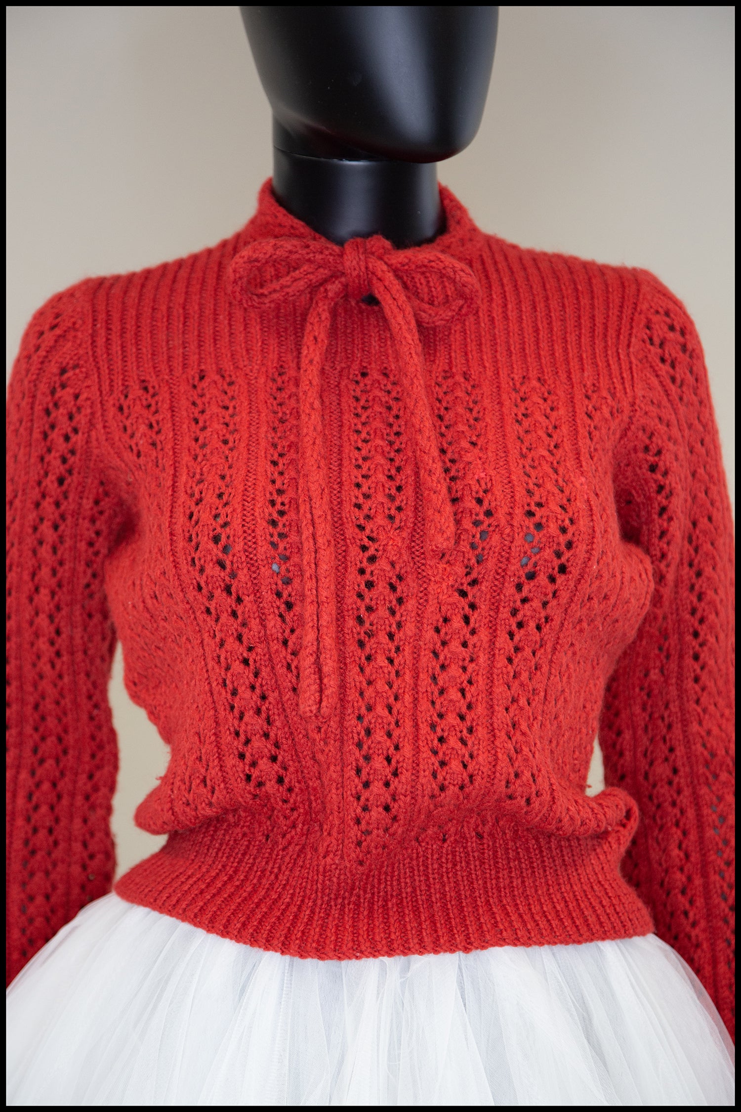 Vintage 1950s Red Hand Knit Sweater