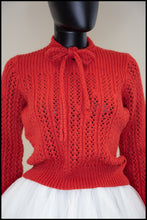 Vintage 1950s Red Hand Knit Sweater