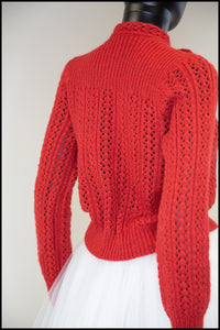 Vintage 1950s Red Hand Knit Sweater