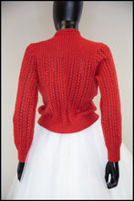 Vintage 1950s Red Hand Knit Sweater