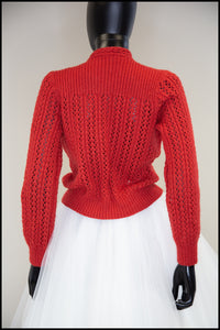 Vintage 1950s Red Hand Knit Sweater