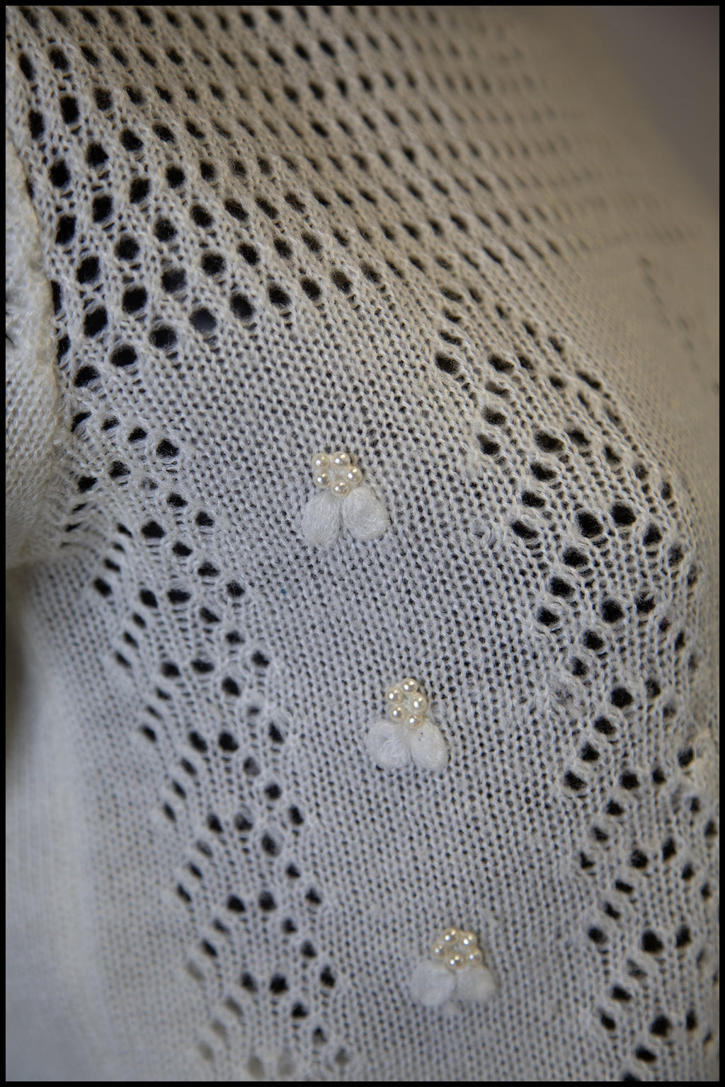 Vintage 1980s Ivory Lace Knit Sweater