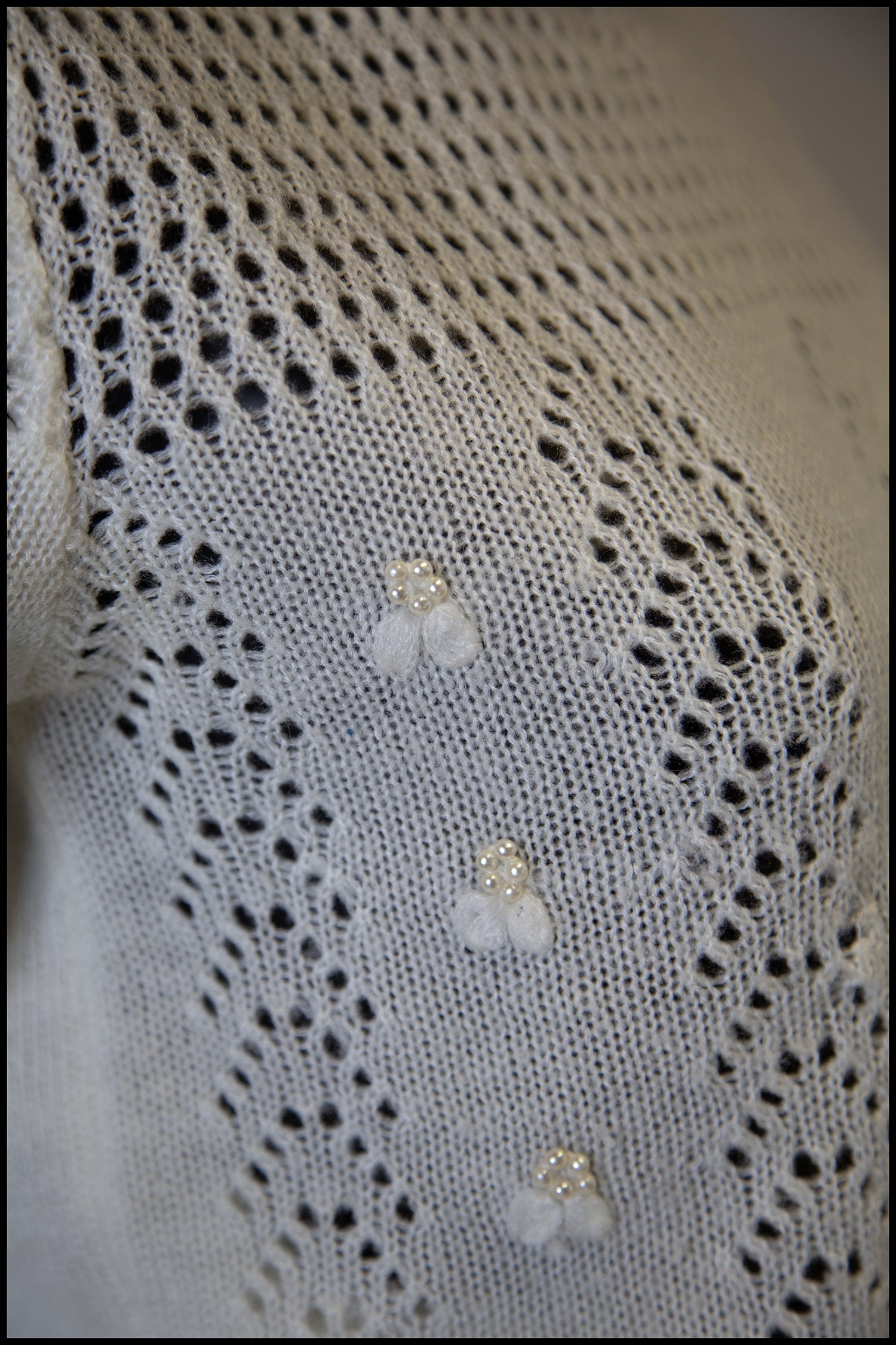 Vintage 1980s Ivory Lace Knit Sweater
