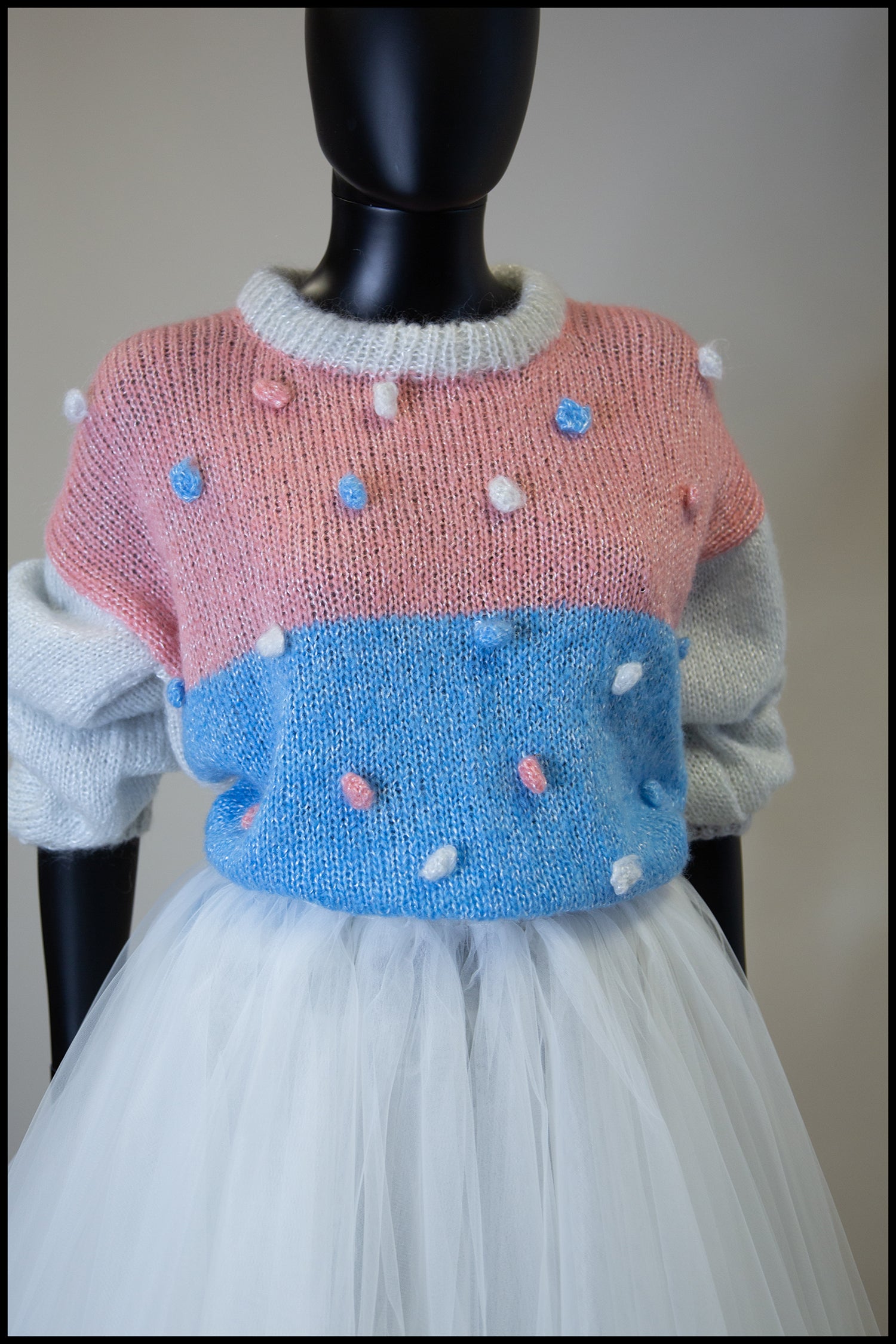 Vintage 1980s Pastel Dot Mohair Sweater