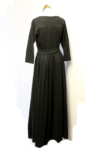 Vintage 1940s Black Gold Wool Dress