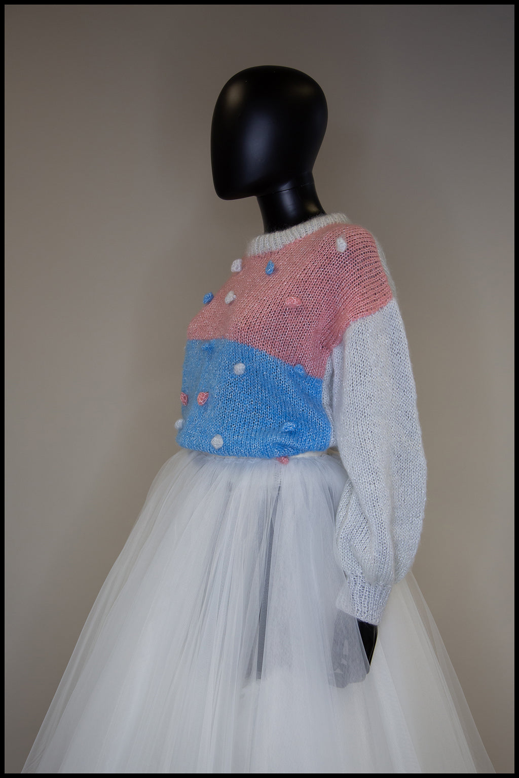 Vintage 1980s Pastel Dot Mohair Sweater