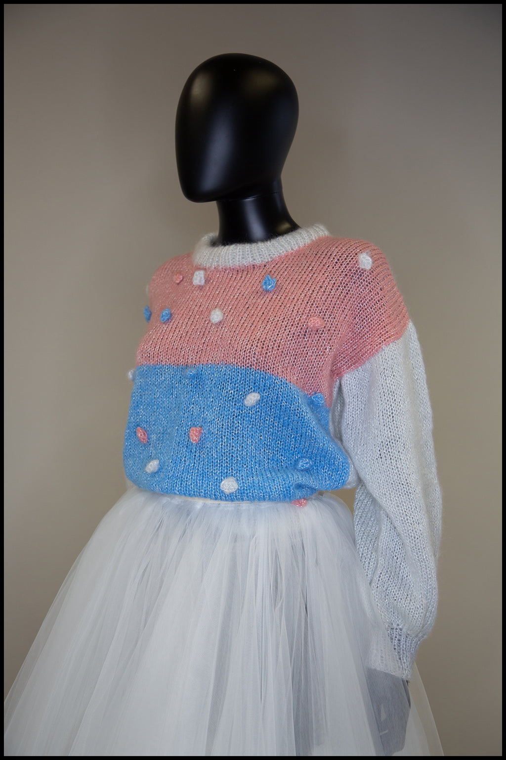 Vintage 1980s Pastel Dot Mohair Sweater