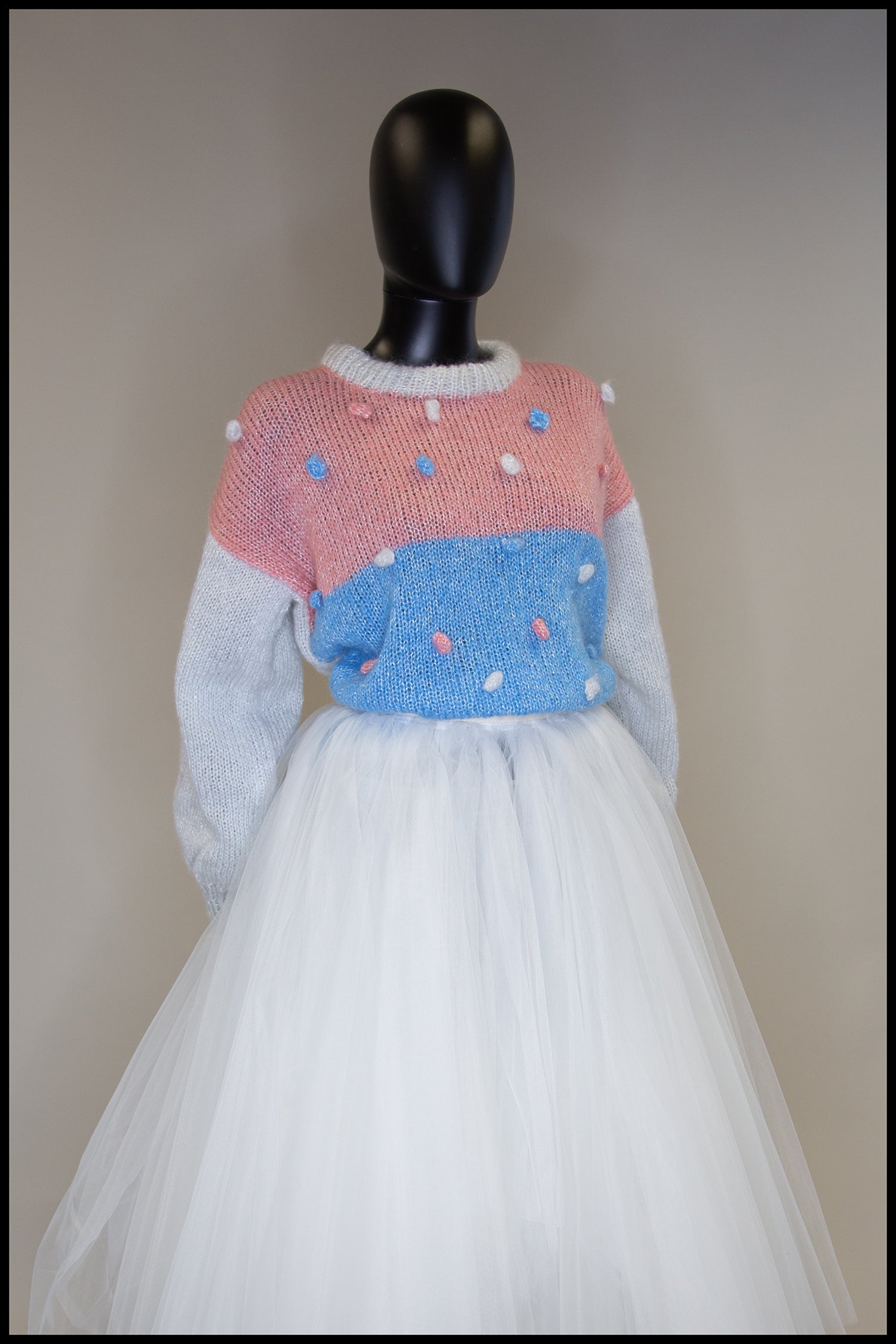 Vintage 1980s Pastel Dot Mohair Sweater