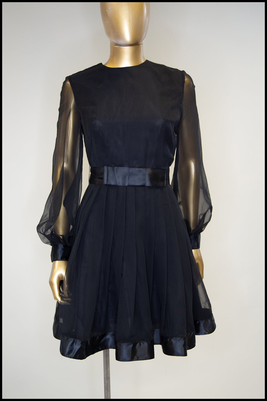 Vintage 1960s Black Chiffon Mini Dress