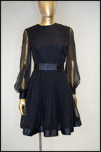 Vintage 1960s Black Chiffon Mini Dress