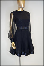 Vintage 1960s Black Chiffon Mini Dress