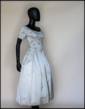 Vintage 1950s Ivory Beaded Satin Top and Skirt