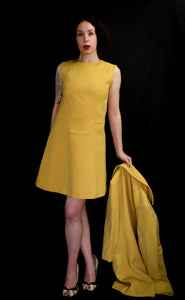Vintage 1960s Yellow Wool Dress Suit