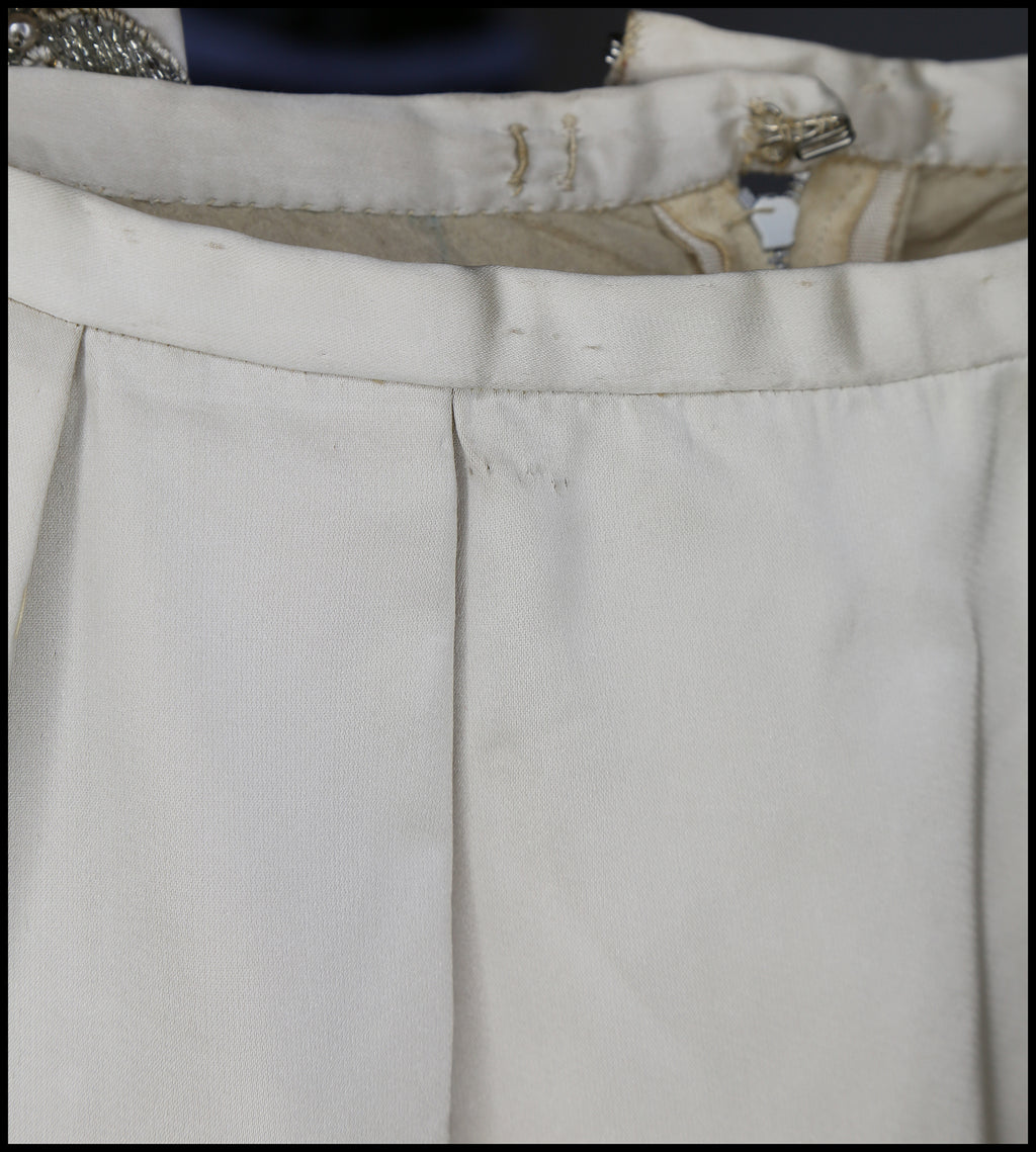 Vintage 1950s Ivory Beaded Satin Top and Skirt