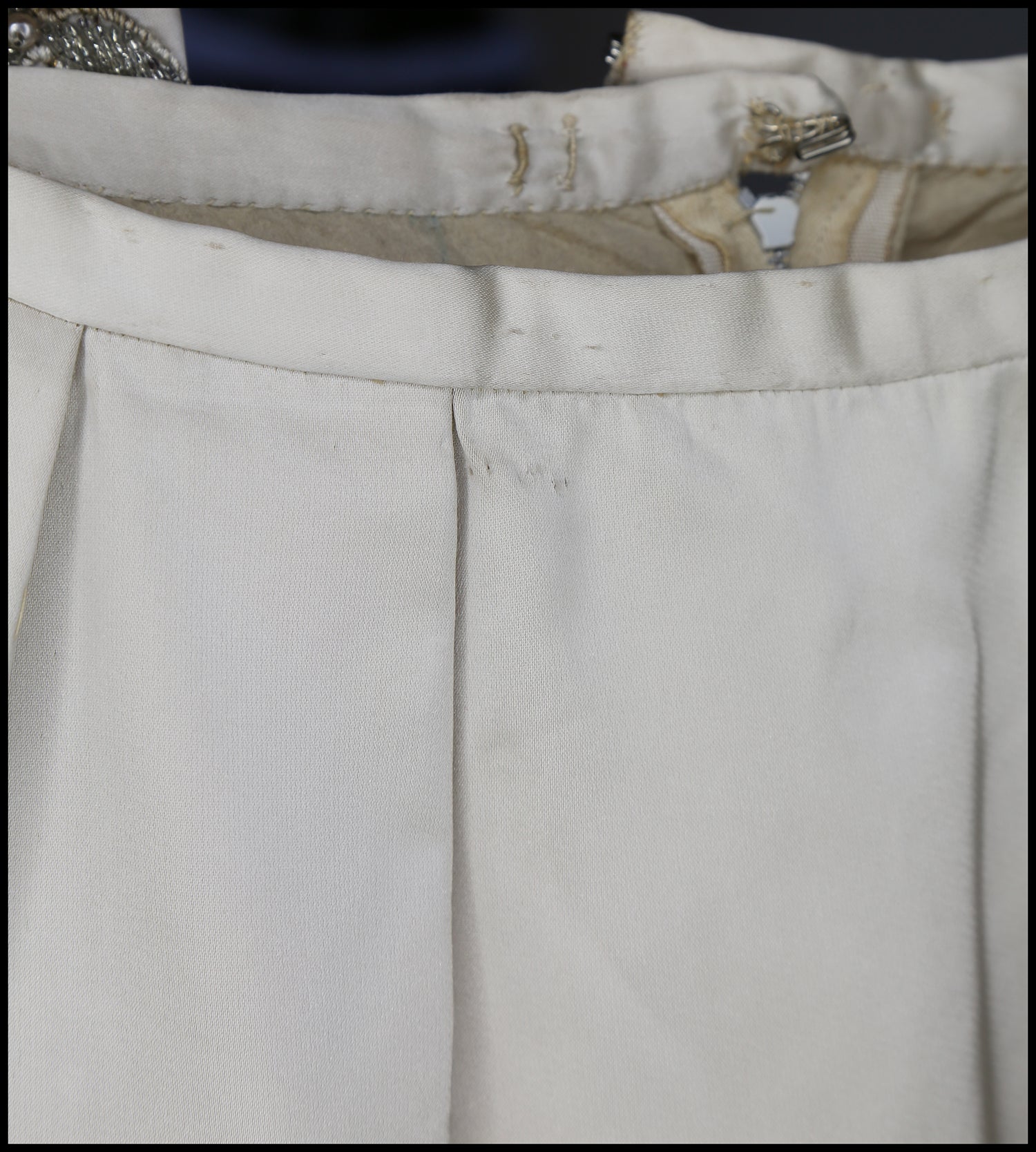 Vintage 1950s Ivory Beaded Satin Top and Skirt