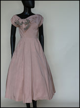 Vintage 1950s Dusky Pink Beaded Cocktail Dress