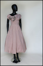 Vintage 1950s Dusky Pink Beaded Cocktail Dress