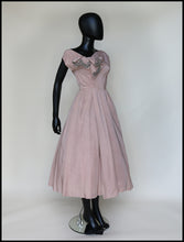 Vintage 1950s Dusky Pink Beaded Cocktail Dress