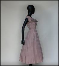 Vintage 1950s Dusky Pink Beaded Cocktail Dress
