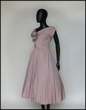 Vintage 1950s Dusky Pink Beaded Cocktail Dress