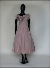 Vintage 1950s Dusky Pink Beaded Cocktail Dress