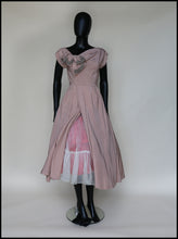 Vintage 1950s Dusky Pink Beaded Cocktail Dress