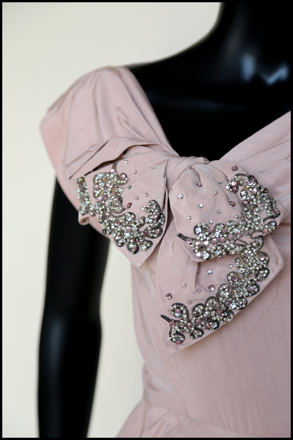 Vintage 1950s Dusky Pink Beaded Cocktail Dress