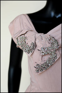 Vintage 1950s Dusky Pink Beaded Cocktail Dress