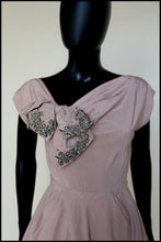 Vintage 1950s Dusky Pink Beaded Cocktail Dress