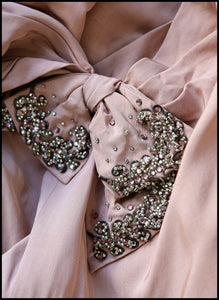 Vintage 1950s Dusky Pink Beaded Cocktail Dress