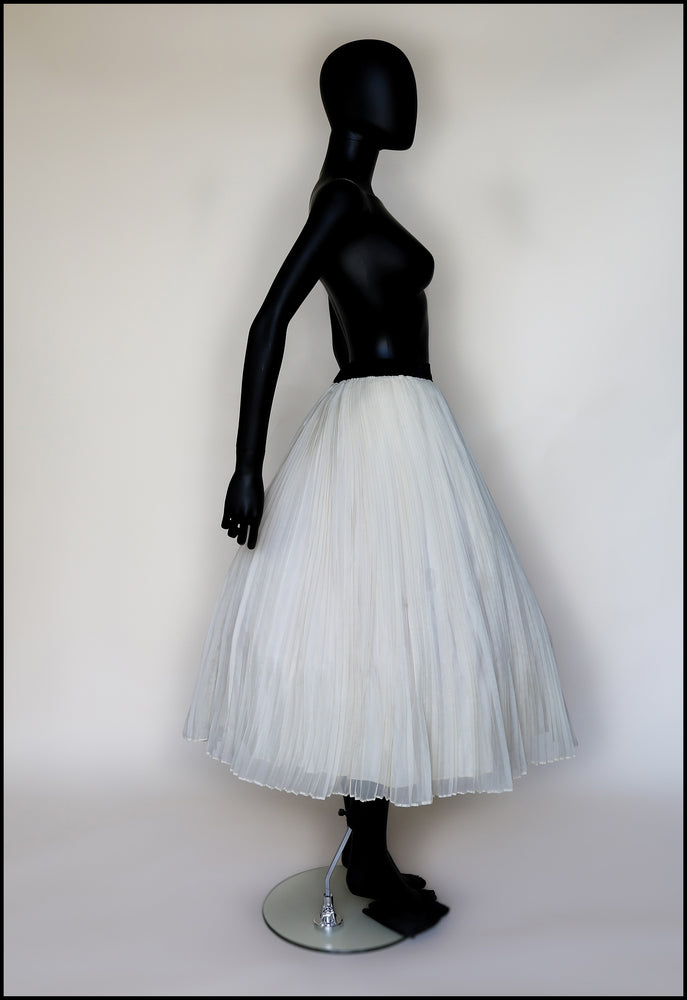 Vintage 1950s Cream Pleated Chiffon Skirt