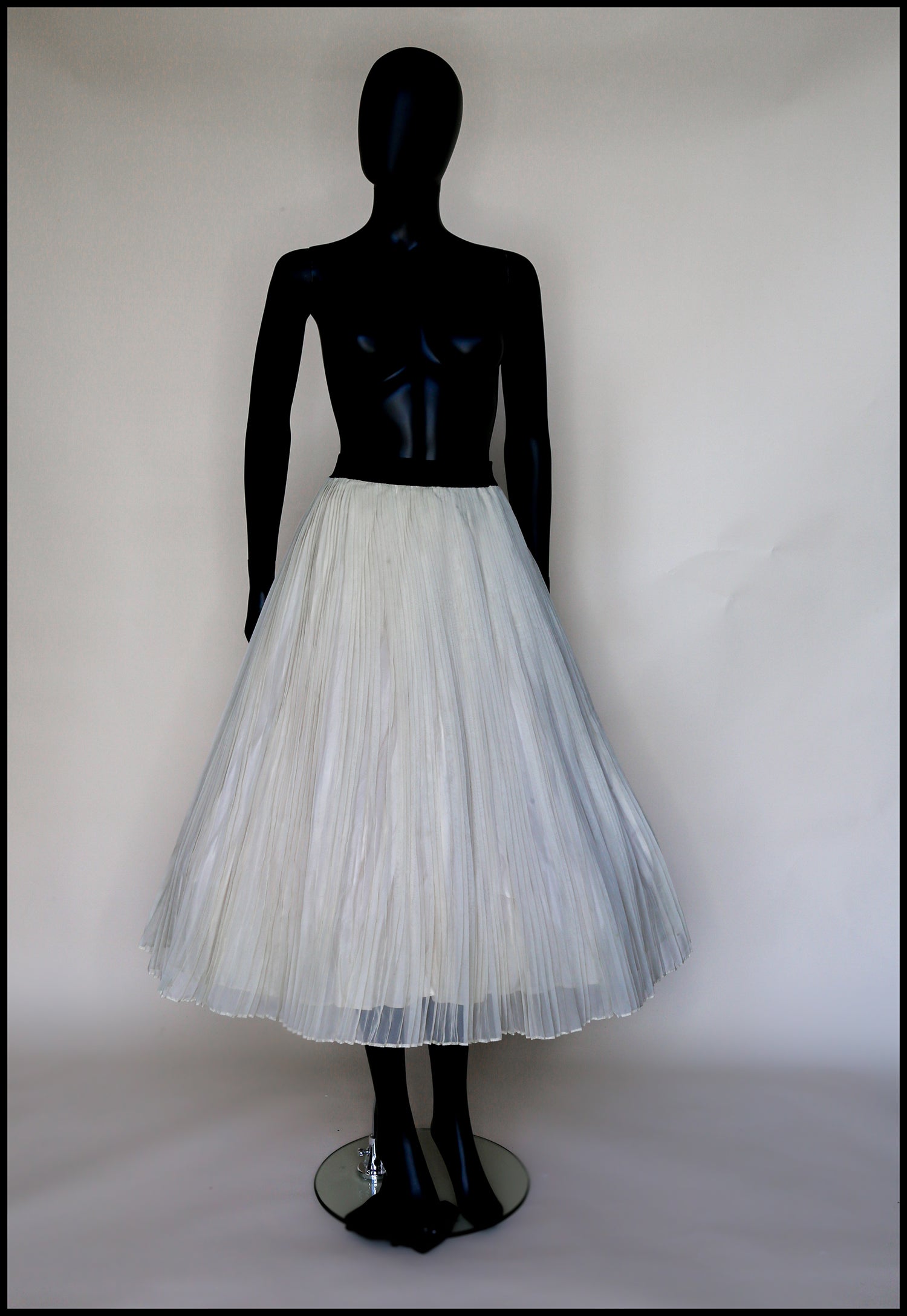 Vintage 1950s Cream Pleated Chiffon Skirt