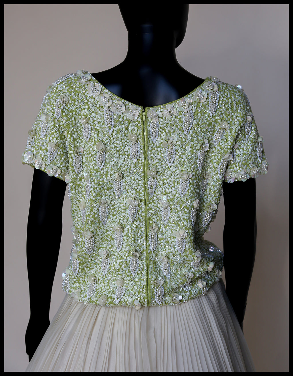 Vintage 1950s Lime Green Pearl Beaded Top