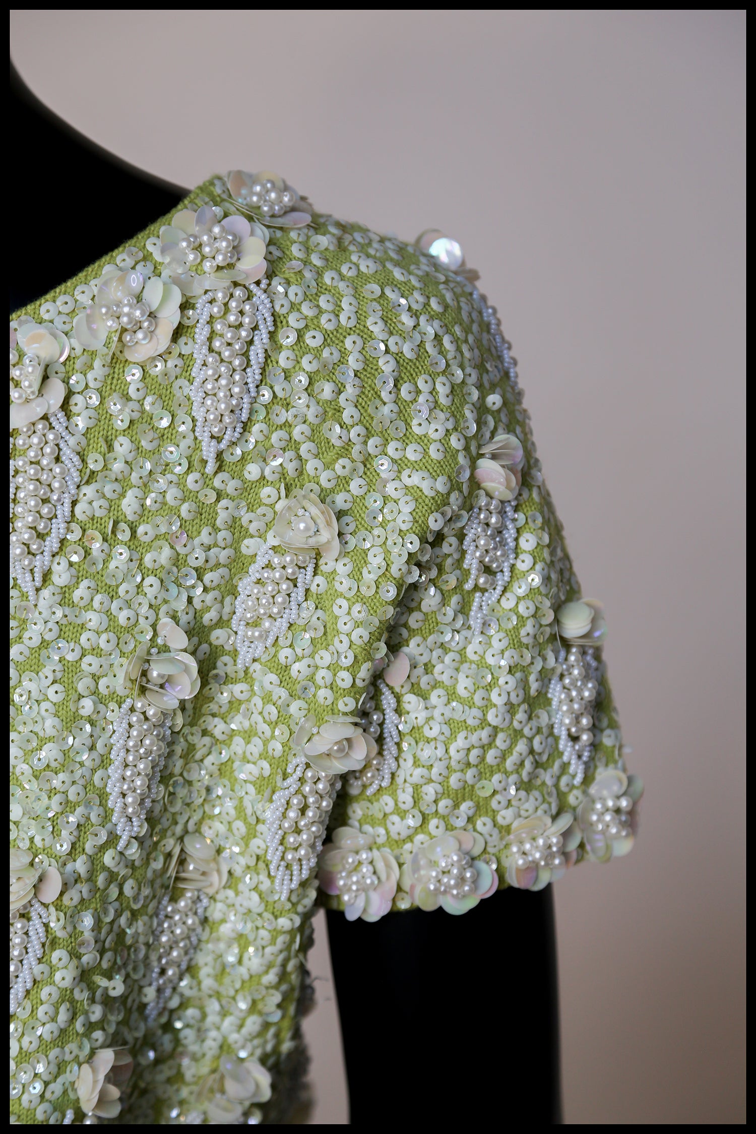 Vintage 1950s Lime Green Pearl Beaded Top
