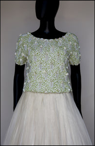 Vintage 1950s Lime Green Pearl Beaded Top