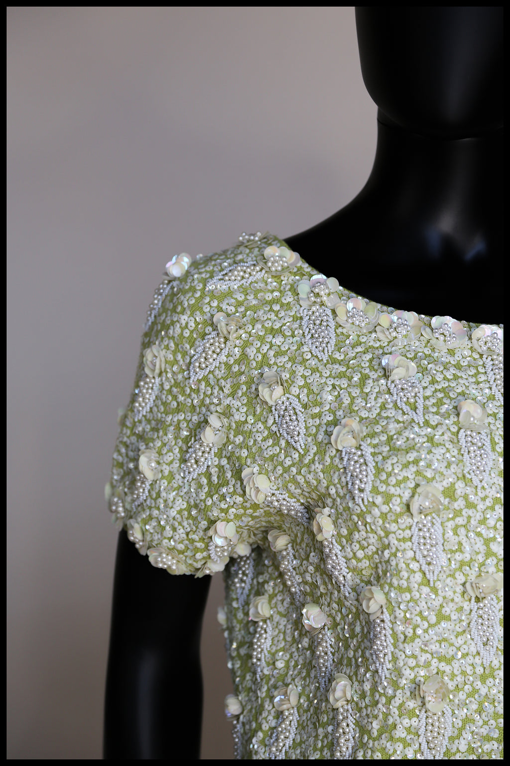 Vintage 1950s Lime Green Pearl Beaded Top