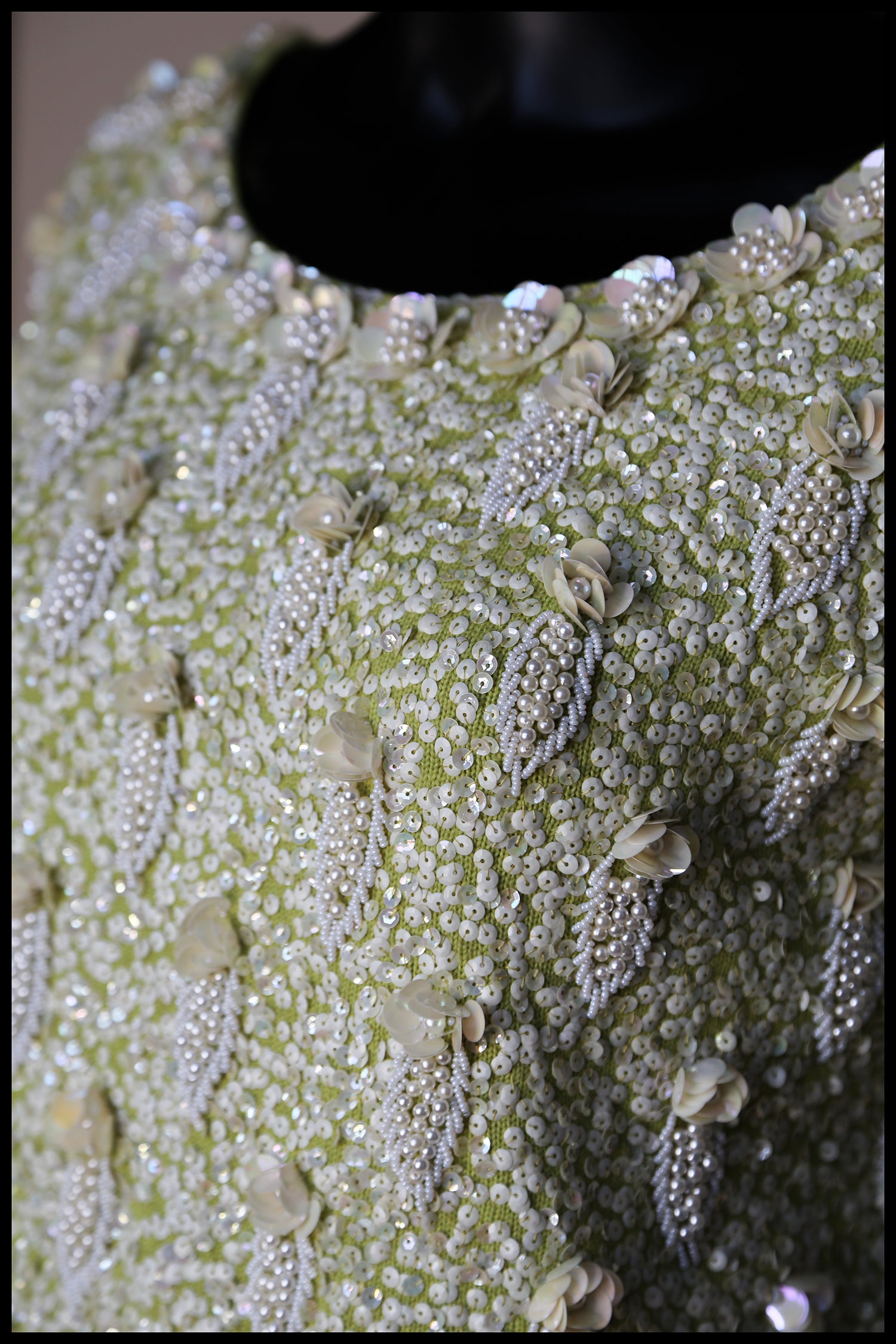 Vintage 1950s Lime Green Pearl Beaded Top