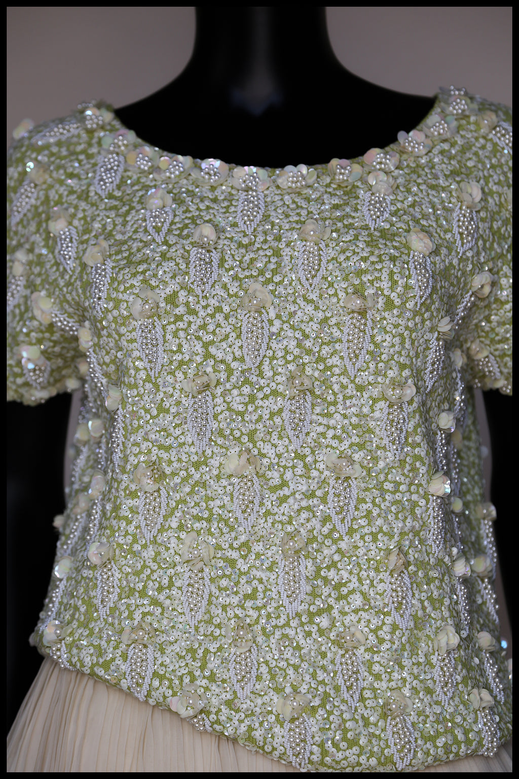 Vintage 1950s Lime Green Pearl Beaded Top