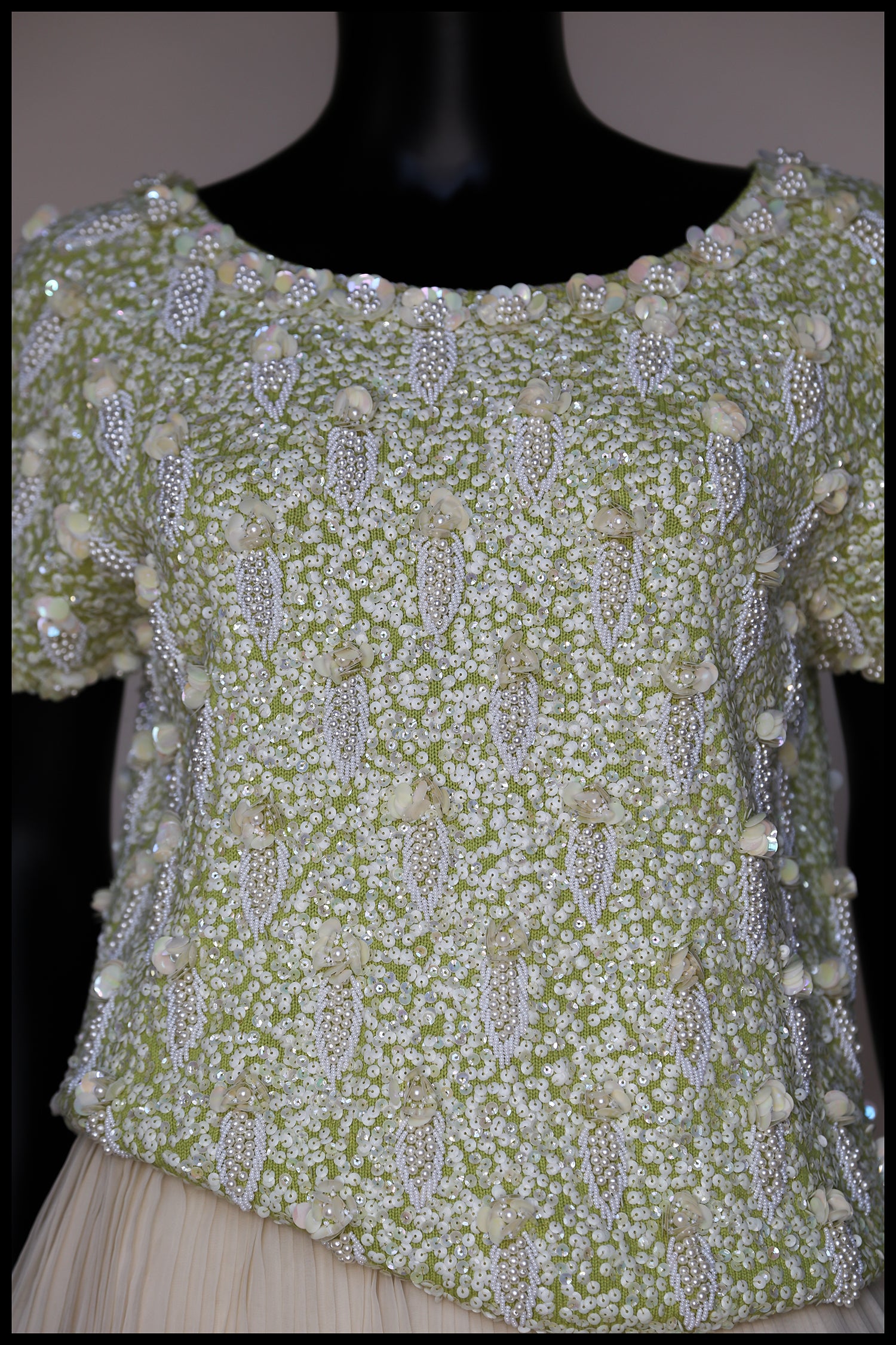 Vintage 1950s Lime Green Pearl Beaded Top