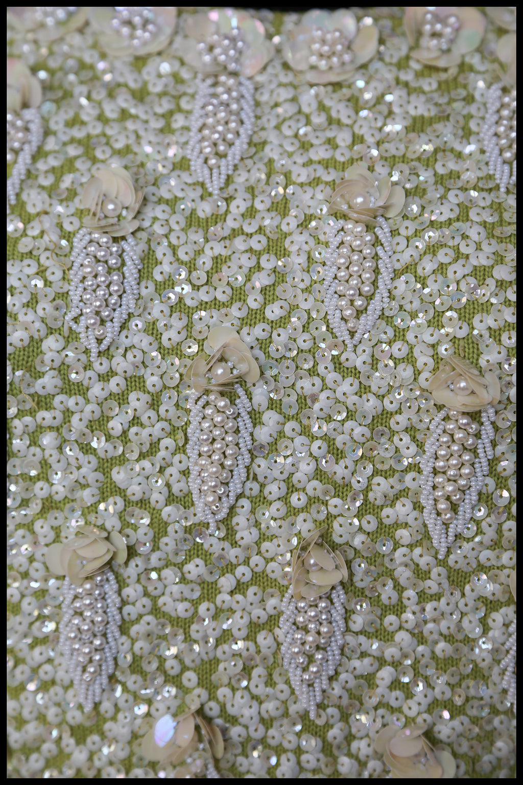 Vintage 1950s Lime Green Pearl Beaded Top