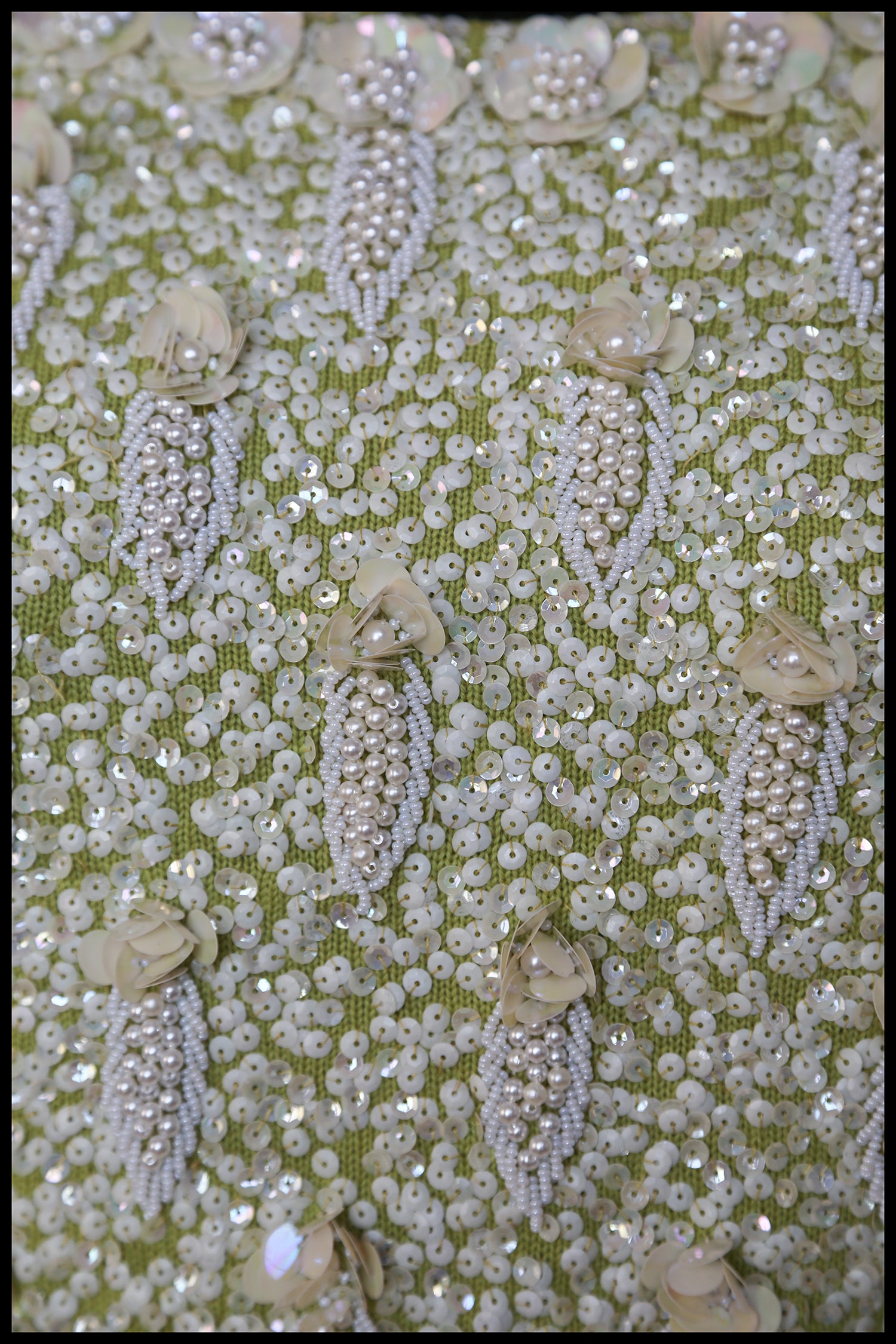 Vintage 1950s Lime Green Pearl Beaded Top