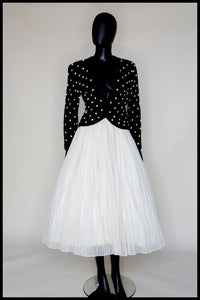 Vintage 1950s Black Polka dot Hand Knitted Cardigan