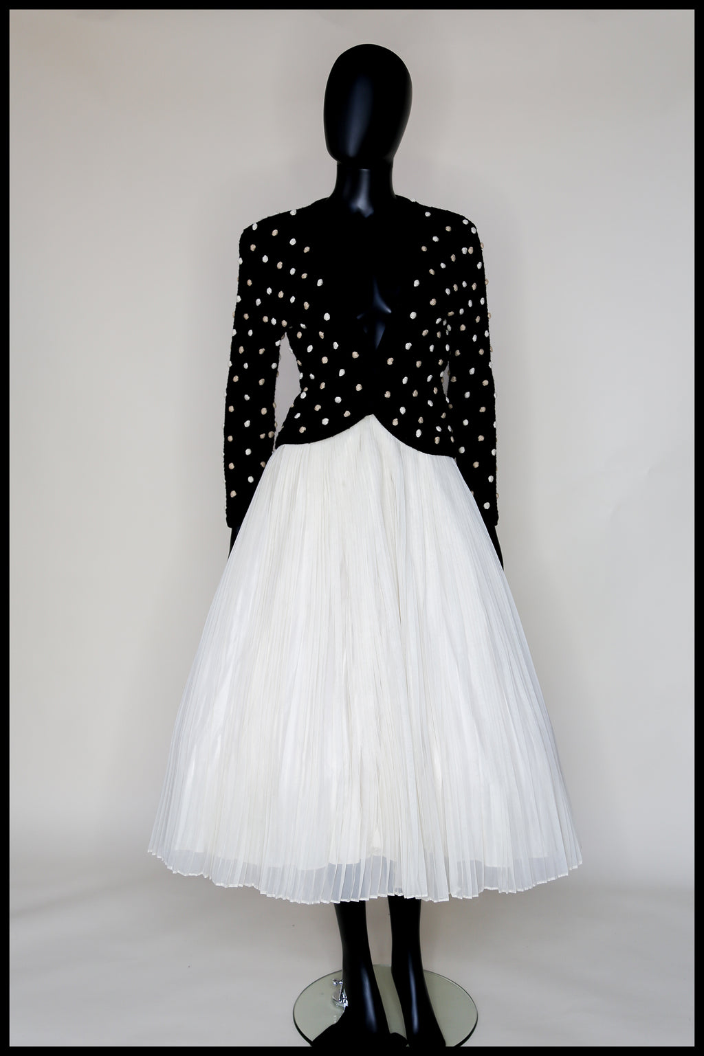 Vintage 1950s Cream Pleated Chiffon Skirt