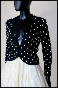 Vintage 1950s Black Polka dot Hand Knitted Cardigan