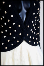 Vintage 1950s Black Polka dot Hand Knitted Cardigan