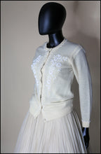 Vintage 1960s Cream Lambswool Beaded Cardigan