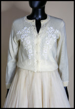 Vintage 1960s Cream Lambswool Beaded Cardigan