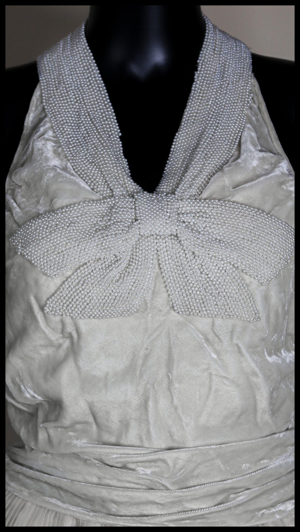 Vintage 1930s Silk Velvet Beaded Bow Top