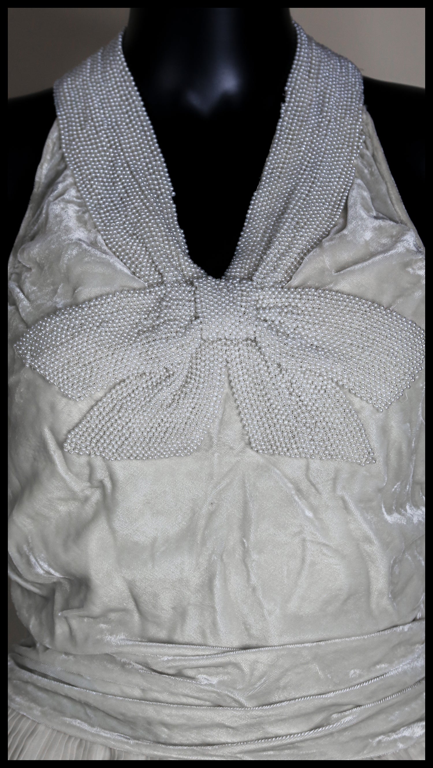 Vintage 1930s Silk Velvet Beaded Bow Top
